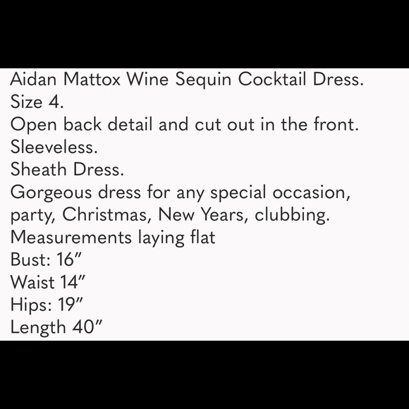 Aidan Mattox Wine Sequin Cocktail Dress NWT size 4 - Picture 7 of 7